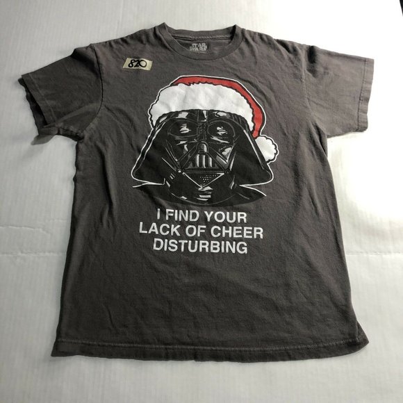 Mens Star Wars Size Medium Gray Darth Vader Christmas Funny Meme Shirt Holiday - Picture 2 of 6